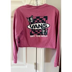 Vans Women's Pink Long Sleeve Cropped T-Shirt Size S